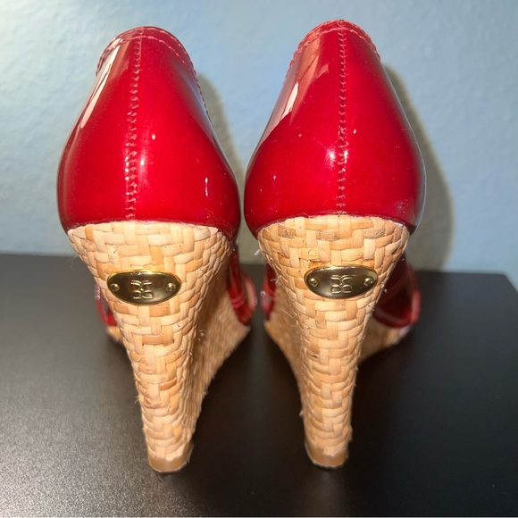 BCBG Max Azria Red Raisa Wicker Wedge Size 6 B - Picture 6 of 11